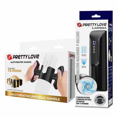 PRETTY LOVE LARISSA SUCTION & VIBRATION MASTURBATOR WITH UNIVERSAL HANDLE