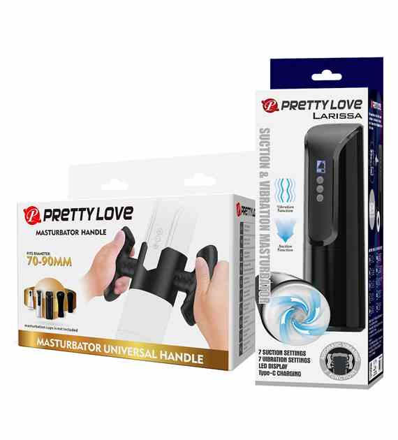 PRETTY LOVE LARISSA SUCTION & VIBRATION MASTURBATOR WITH UNIVERSAL HANDLE