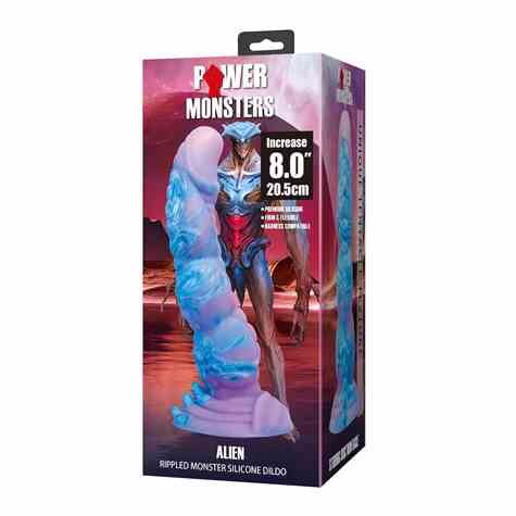 POWER MONSTERS ALIEN RIPPLED MONSTER SILICONE DILDO WITH SUCTION CUP