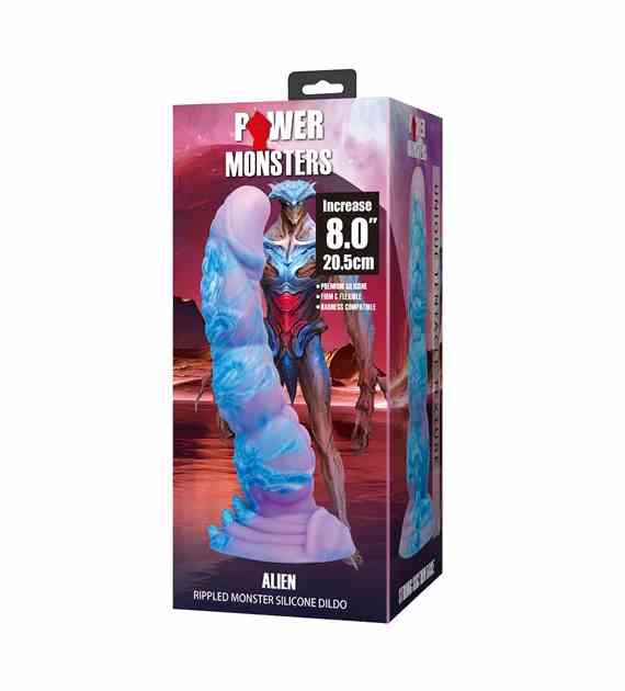 POWER MONSTERS ALIEN RIPPLED MONSTER SILICONE DILDO WITH SUCTION CUP