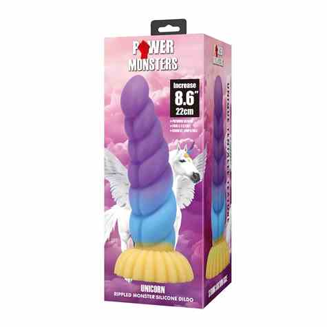 POWER MONSTERS UNICORN RIPPLED MONSTER SILICONE DILDO WITH SUCTION CUP