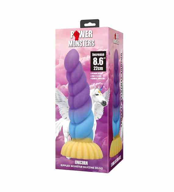 POWER MONSTERS UNICORN RIPPLED MONSTER SILICONE DILDO WITH SUCTION CUP
