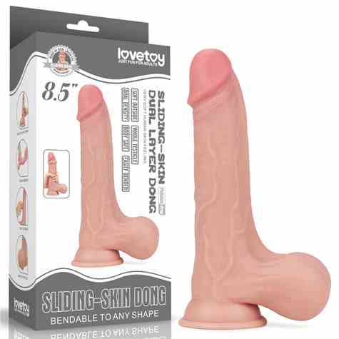 DONG 8.5'' SLIDING SKIN DUAL LAYER DONG - WHOLE TESTICL