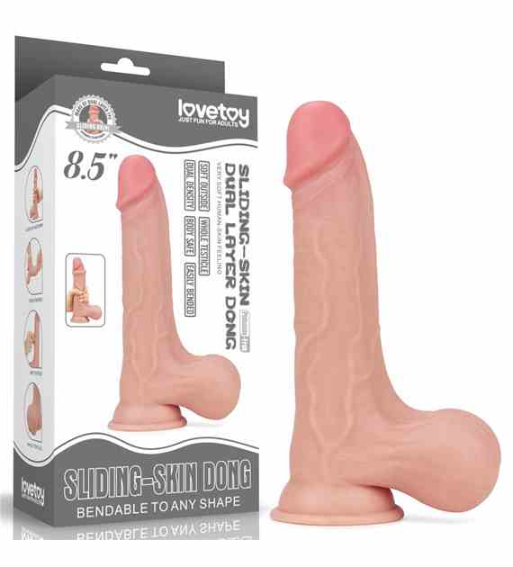 DONG 8.5'' SLIDING SKIN DUAL LAYER DONG - WHOLE TESTICL