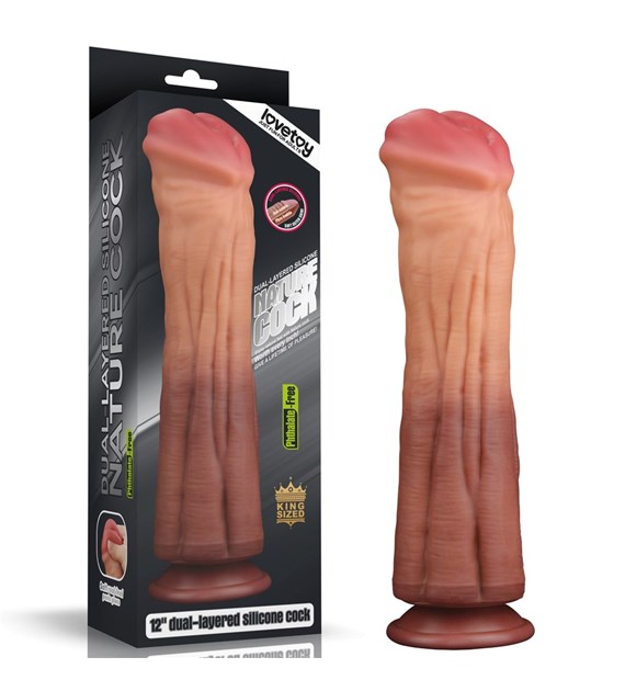 DILDO 12'' DUAL LAYERED PLATINUM SILICONE COCK