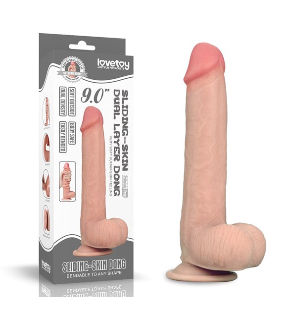DILDO 9'' SLIDING SKIN DUAL LAYER DONG