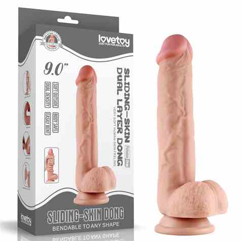 DILDO 9'' SLIDING SKIN DUAL LAYER DONG