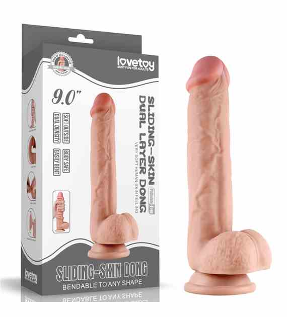 DILDO 9'' SLIDING SKIN DUAL LAYER DONG