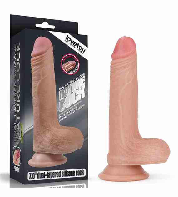 DILDO 7'' DUAL LAYERED PLATINUM SILICONE COCK