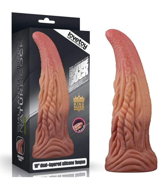 DILDO 10'' DUAL LAYERED PLATINUM SILICONE TONGUE
