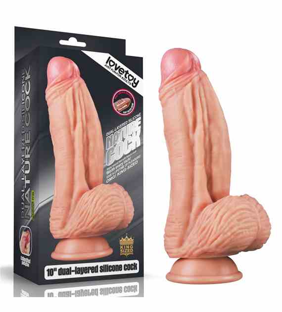 DILDO 10'' DUAL LAYERED PLATINUM SILICONE COCK – FLESH