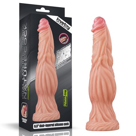 9.5'' DUAL LAYERED PLATINUM SILICONE COCK – FLESH