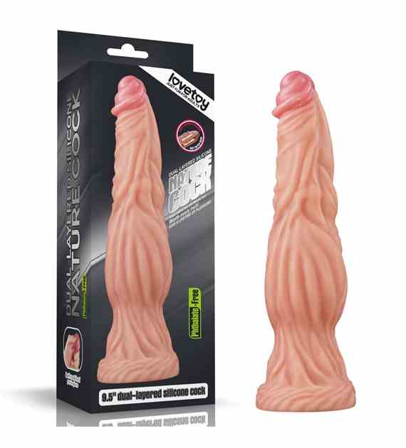 DILDO 9.5'' DUAL LAYERED PLATINUM SILICONE COCK – FLESH