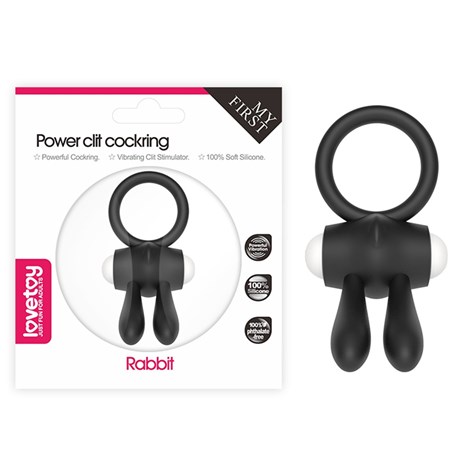 POWER CLIT SILICONE COCKRING BLACK