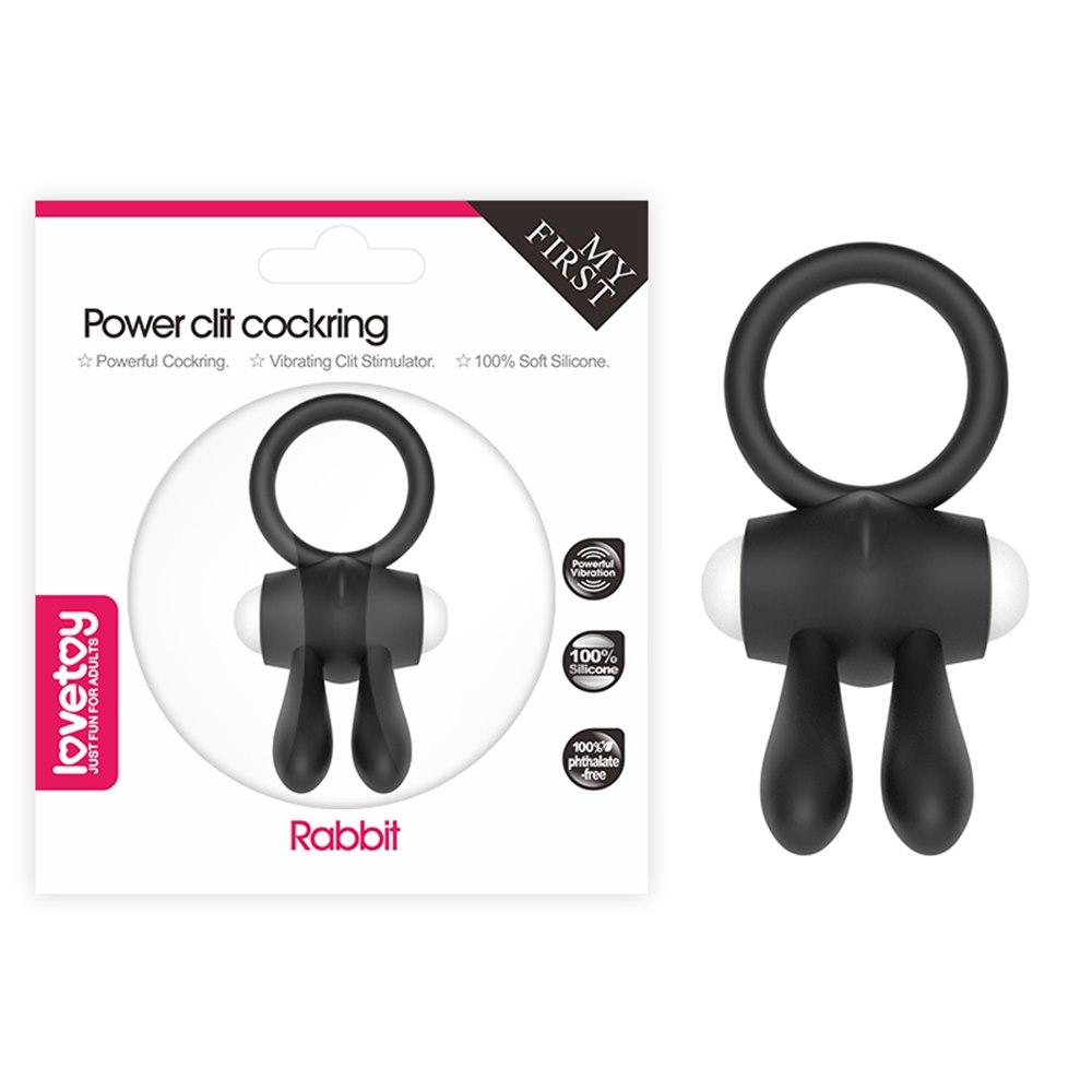 POWER CLIT SILICONE COCKRING BLACK