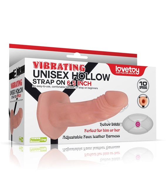 VIBRATING UNISEX HOLLOW STRAP ON