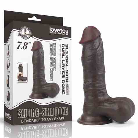 7.8'' SLIDING SKIN DUAL LAYER DONG - WHOLE TESTICLE