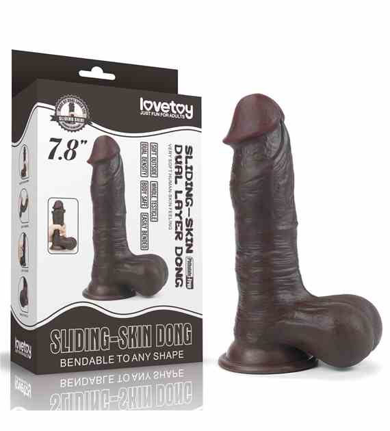 7.8'' SLIDING SKIN DUAL LAYER DONG - WHOLE TESTICLE