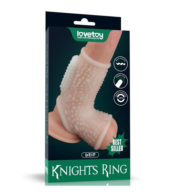 PIERŚCIEŃ VIBRATING DRIP KNIGHTS RING WITH SCROTUM SLEEVE