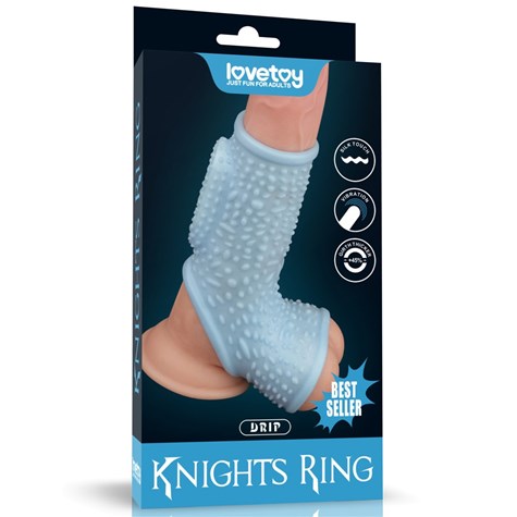 VIBRATING DRIP KNIGHTS RING WITH SCROTUM SLEE