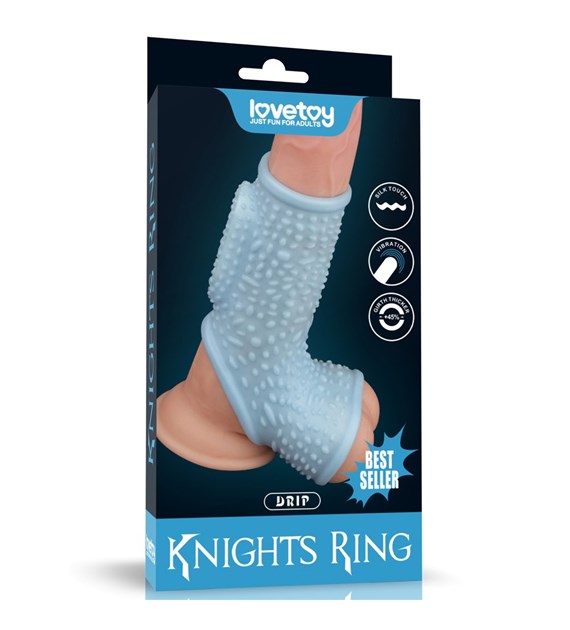 VIBRATING DRIP KNIGHTS RING WITH SCROTUM SLEE