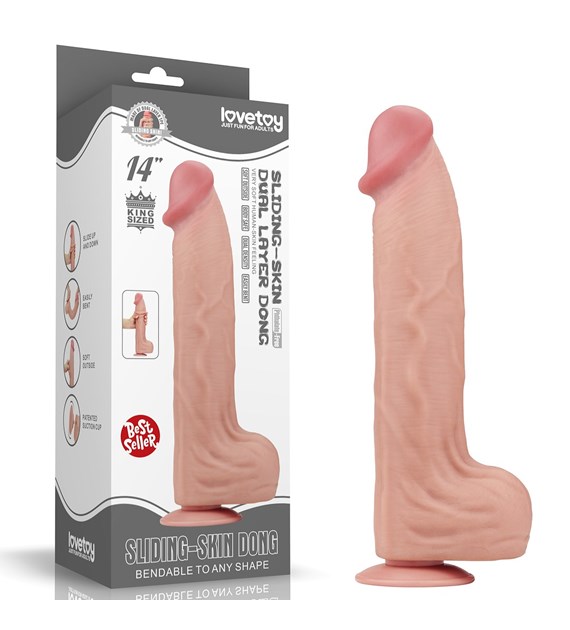 14'' KING SIZED SLIDING SKIN DUAL LAYER DONG