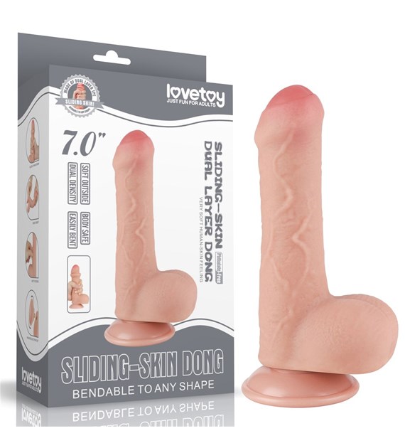 DILDO 7'' SLIDING SKIN DUAL LAYER DONG FLESH
