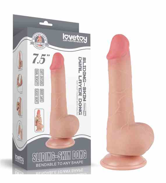 DILDO 7.5'' SLIDING SKIN DUAL LAYER DONG FLESH