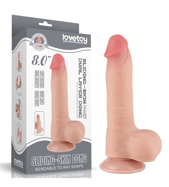 DILDO 8'' SLIDING SKIN DUAL LAYER DONG FLESH