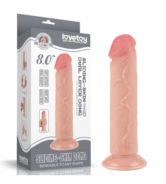 DILDO 8'' SLIDING SKIN DUAL LAYER DONG FLESH