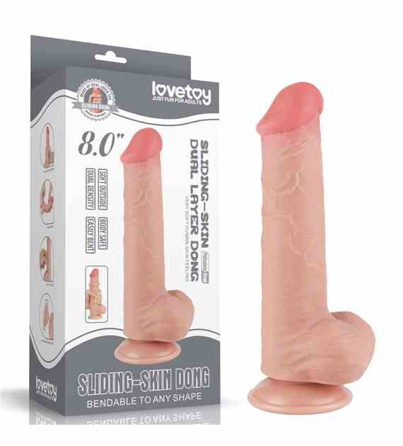 DILDO 8'' SLIDING SKIN DUAL LAYER DONG FLESH