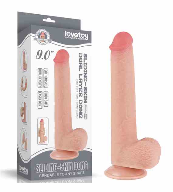DILDO 9'' SLIDING SKIN DUAL LAYER DONG FLESH