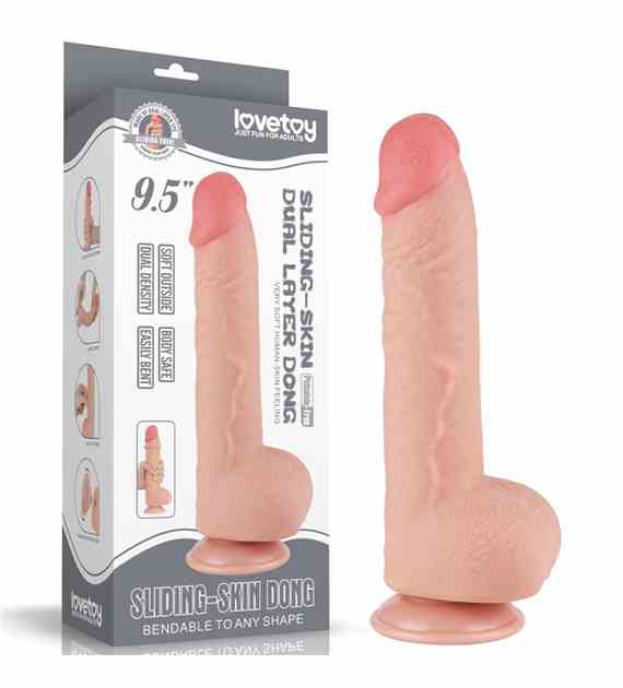 DILDO 9.5'' SLIDING SKIN DUAL LAYER DONG FLESH