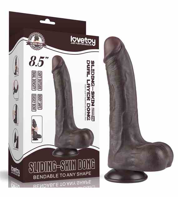 DILDO 8.5'' SLIDING SKIN DUAL LAYER DONG BLACK