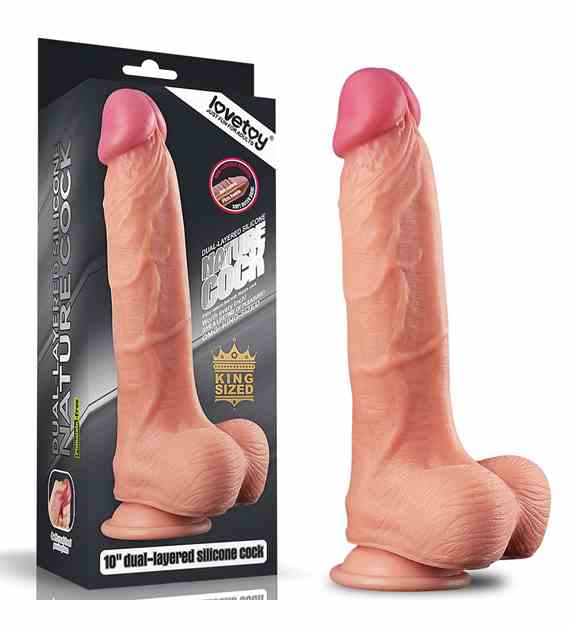 DILDO 10  DUAL LAYER PLATINUM SILICONE COCK