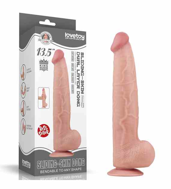 DILDO 13.5'' KING SIZED SLIDING SKIN DUAL LAYER DONG