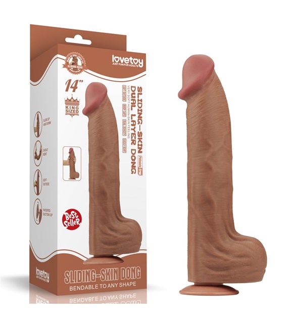 DILDO 14'' KING SIZED SLIDING SKIN DUAL LAYER DONG