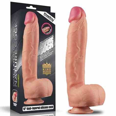 DILDO 12  DUAL LAYERED PLATINUM SILICONE COCK