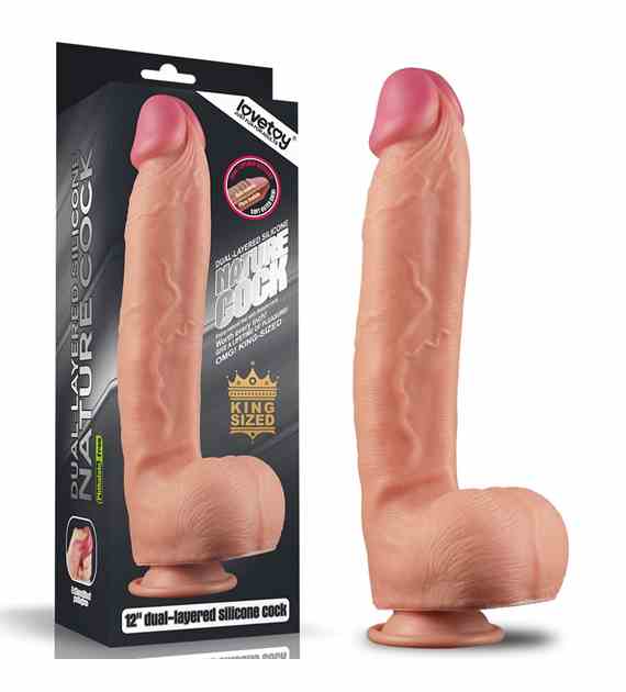 DILDO 12  DUAL LAYERED PLATINUM SILICONE COCK