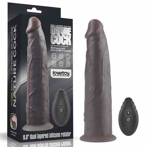WIBRATOR 9'' DUAL LAYERED SILICONE ROTATOR CZARNE