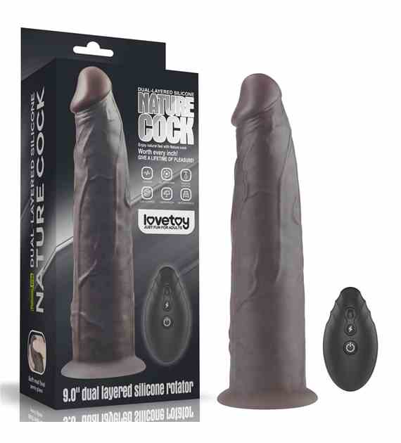 WIBRATOR 9'' DUAL LAYERED SILICONE ROTATOR CZARNE