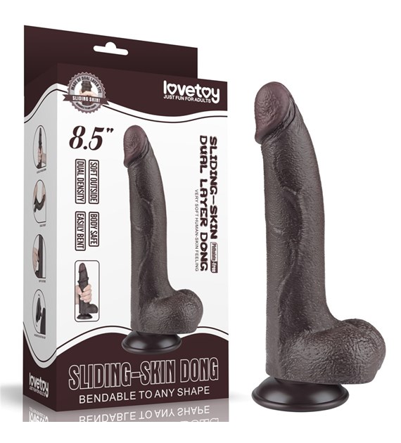 8.5'' SLIDING SKIN DUAL LAYER DONG BLACK