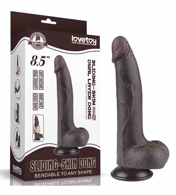 8.5'' SLIDING SKIN DUAL LAYER DONG BLACK