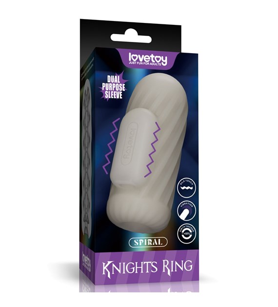 MASTURBATOR KNIGHTS RING VIBRATING DUAL PURPOSE SLEEVE-SPIRAL