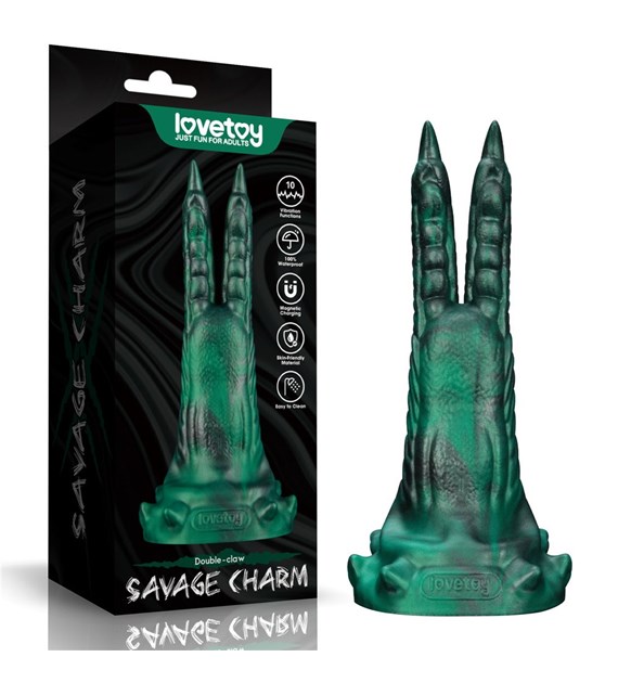 WIBRATOR SAVAGE CHARM DOUBLE-CLAW VIBRATING SILICONE DILDO