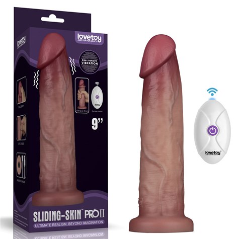 DILDO 9  VIBRATING SLIDING SKIN PRO II SILICONE DONG