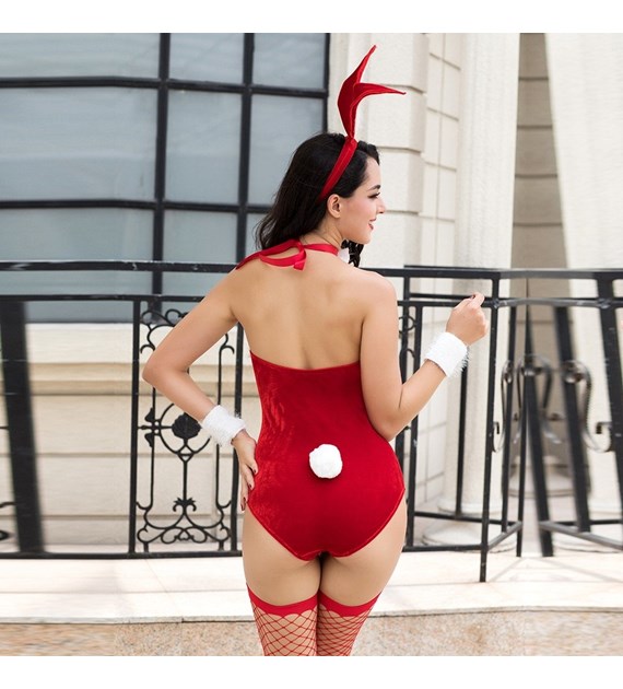 KOSTIUM KRÓLICZEK BOŻONARODZENIOWY 5-CZĘŚCIOWY S/M