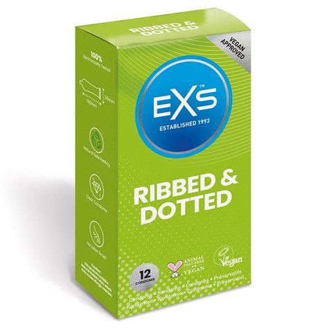 CONDOMS 12 PCS EXS RIBBED AND DOTTED
