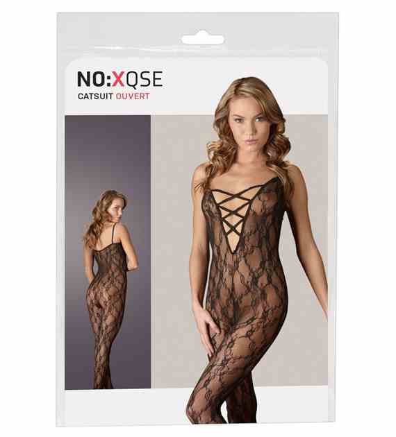 KOMBINEZON CATSUIT SCHWARZ L/XL