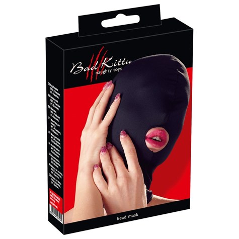 LINGERIE BDSM HEAD MASK MOUTH BLACK BK